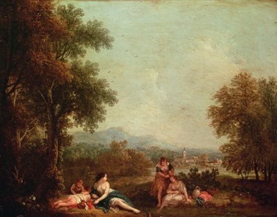 Classical Figures in an Italian Landscape by Francesco Zuccarelli